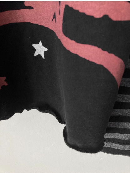 Skull and Stars Print Black Long Sleeves Top Fake Two-pieces