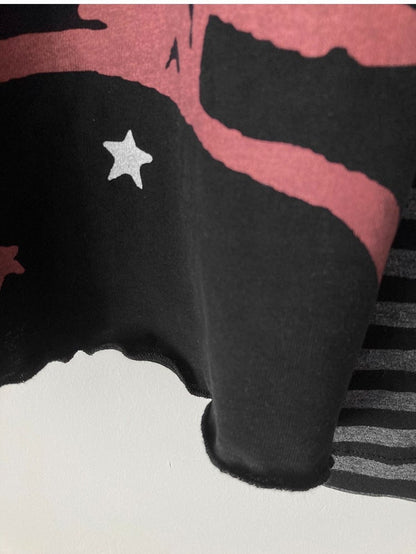 Skull and Stars Print Black Long Sleeves Top Fake Two-pieces