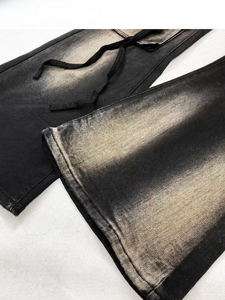 Black Bittersweet Distressed Design Flare Silhouette Jeans