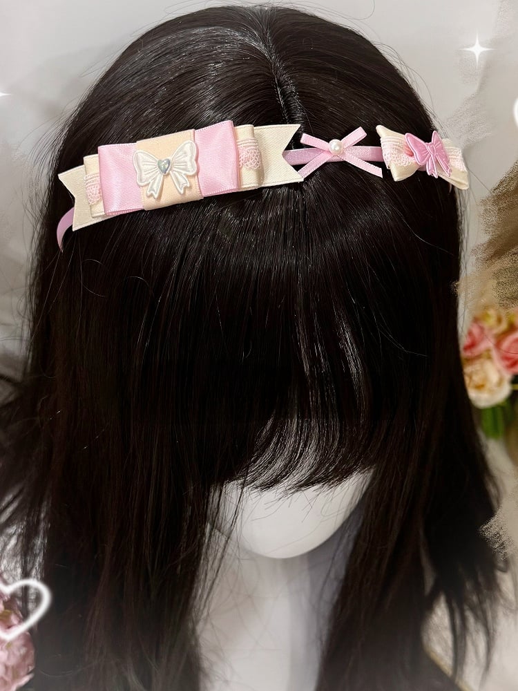 Yellow&Pink/Pink&Green Beaded Decorated Bowknot Details KC