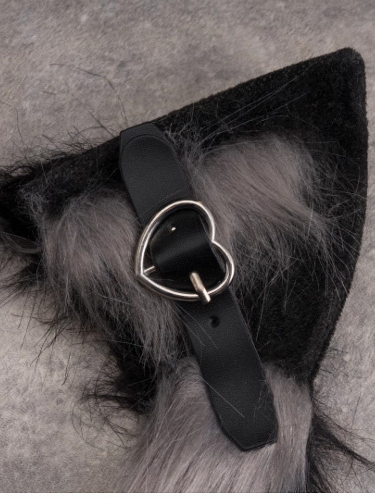 Black Heart Details Cat Ear Decorated KC
