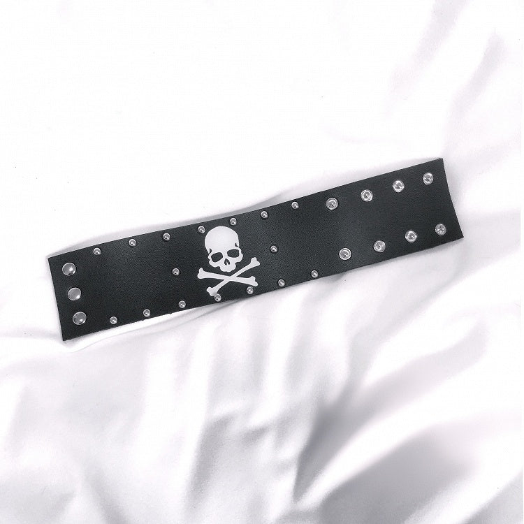 Black Skeleton PU Punk Bracelet