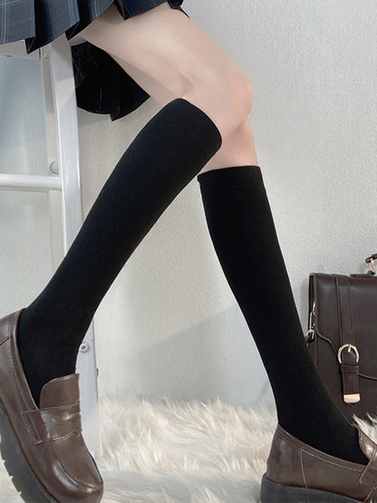Black JK Uniform Knitted Under-Knee Stockings