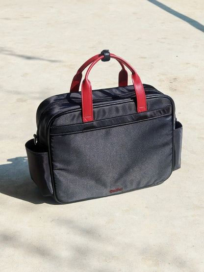 Black & Red Letters Applique Ita Bag with Football Design Charm