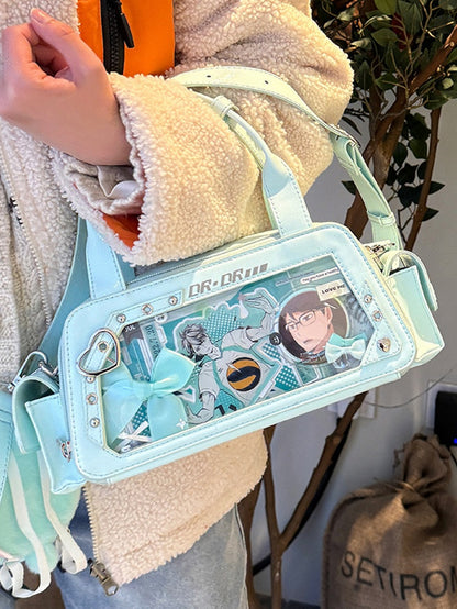 Green Heart Buckle Decorated Ita Bag