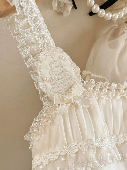 Creamy Embroidered Brooch