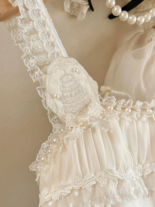 Creamy Embroidered Brooch