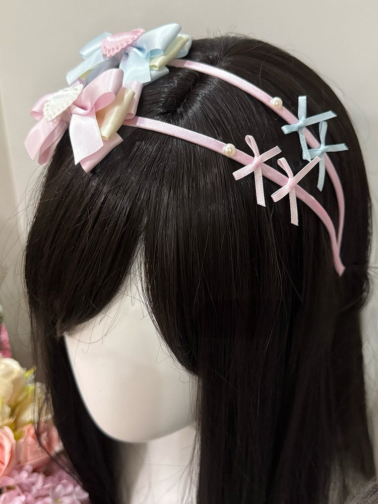 Pink/Blue&Pink Heart Decorated Bowknot Details KC