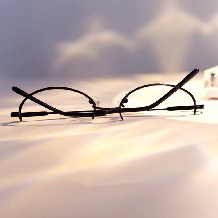 Cyberpunk Black Semi-rimless Glasses Y2K Lensless Eyeglasses Frame