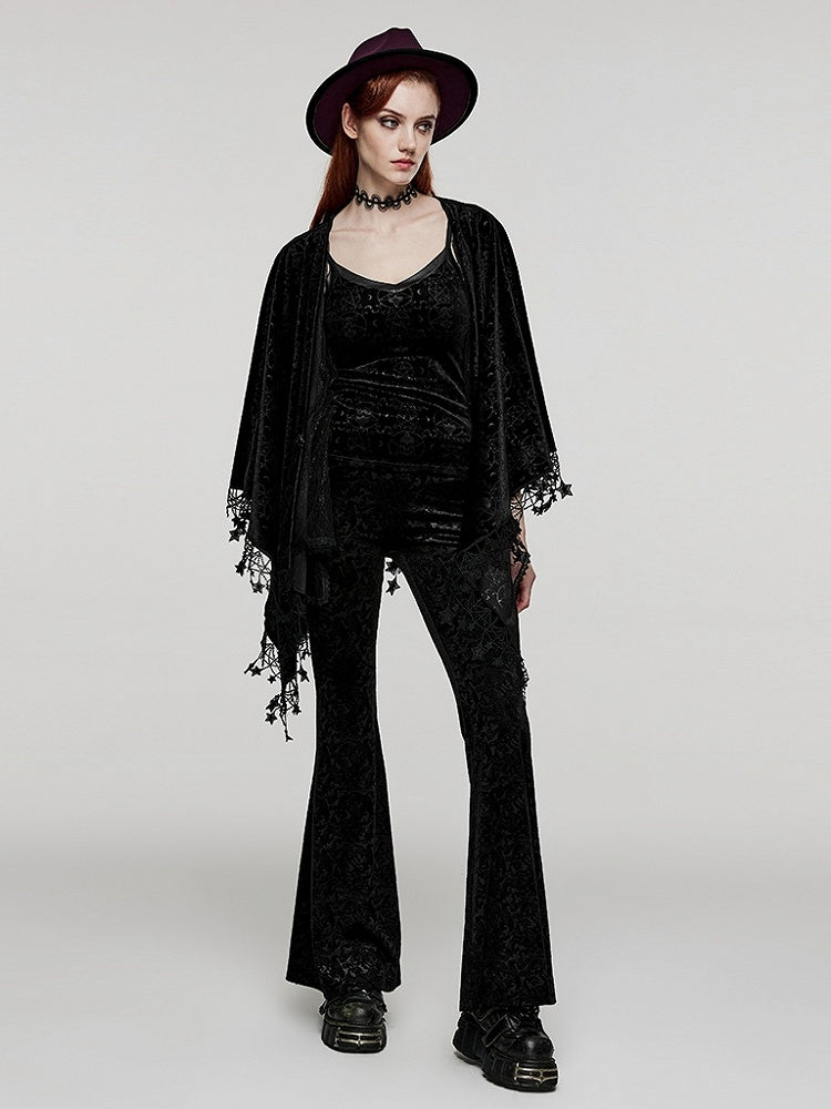 Plus Size Black Goth Shawl Handkerchief Tassel Hem