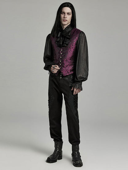 Black and Red Goth Jacquard Waistcoat