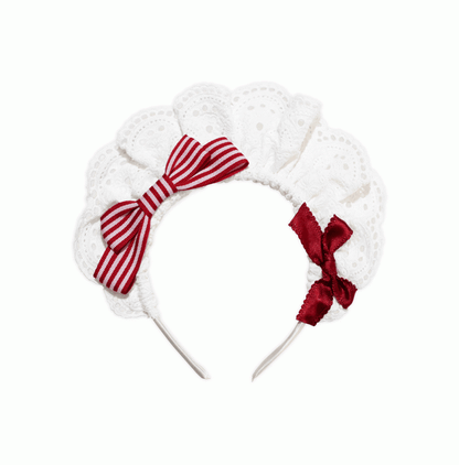 Red Bowknots White Lace KC