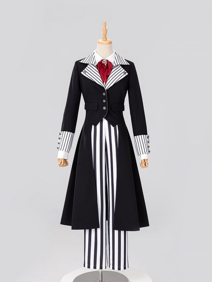 Ouji Fashion Clown Vibes Corset Belt High Waist Black and White Striped Pants