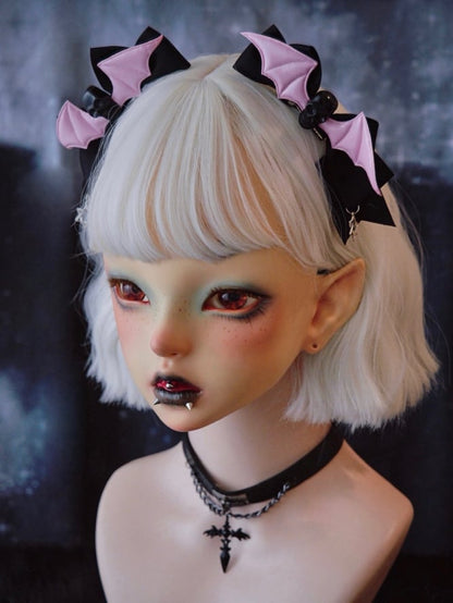 Hexagram Charm Pink Bat Wings Black Gothic Skull Bowknot Hairclips