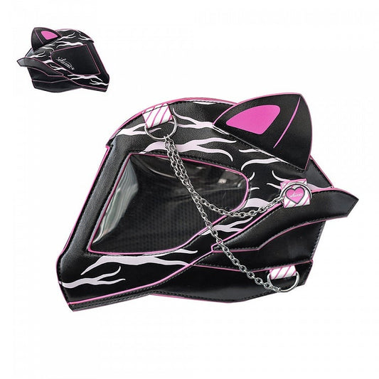Cat Ear Design Helmet Shaped Ita Bag Black&Purple