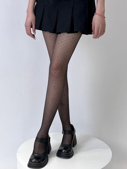 Black/White Diamond Pattern Tights
