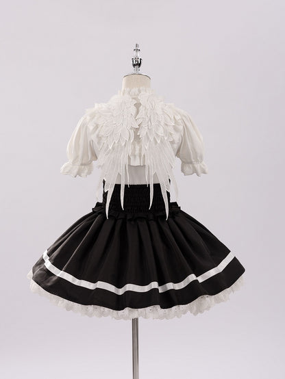 Black High Waist Jirai Kei Landmine Style Skirt