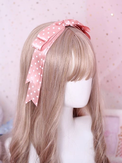 Dusty Pink / Dark Blue Sweet Lolita Polka Dot Bowknot KC