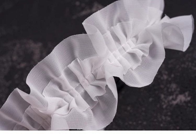 Handmade Skull Bat Wings White Ruffled KC