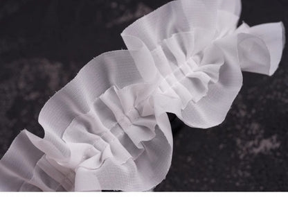 Handmade Skull Bat Wings White Ruffled KC