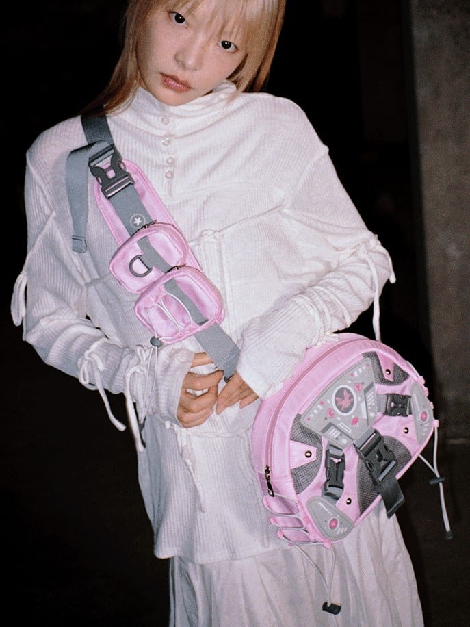 Pink Angel Mech Bag with Detachable Wings & Convertible Strap