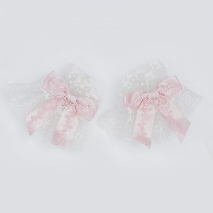 Pink / Blue / Black / Red Bowknot Wrist Cuffs