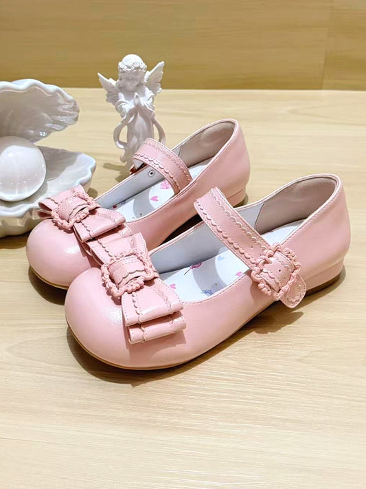 Bow Accents & Picture Frame Decor Low-heel PU Pink Mary Janes in Sweet Lolita