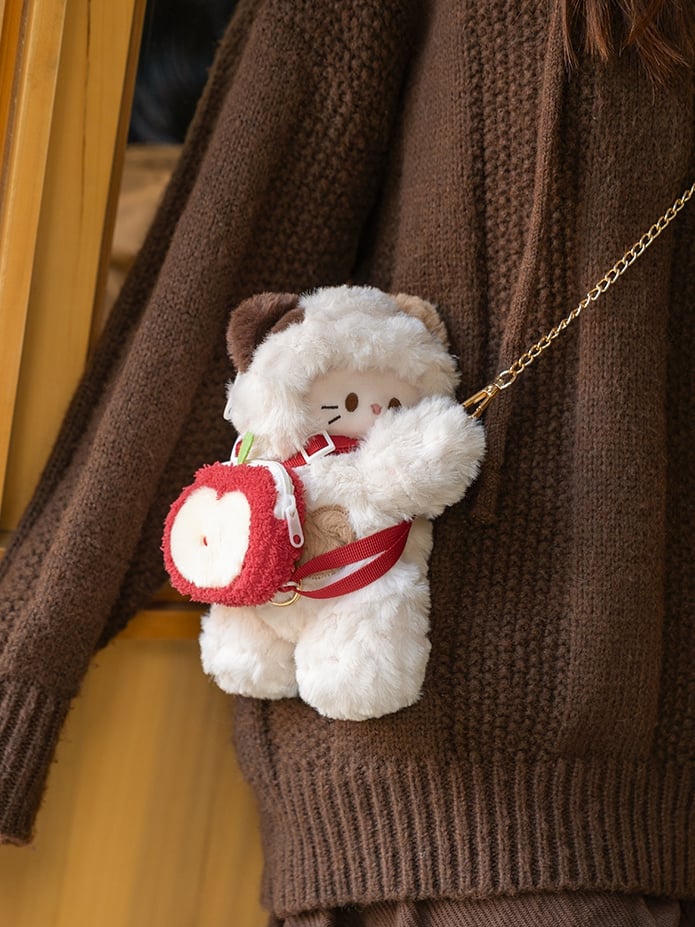 White Kitty-shaped Plush Backpack/Crossbody Bag + 4 Options Keychain Small/Middle/Large Size