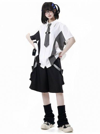 Grey Striped Necktie