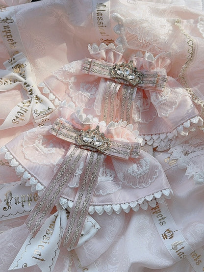 4 Color Options Rhinestone Crown Decorated Bowknot Wrist Cuffs