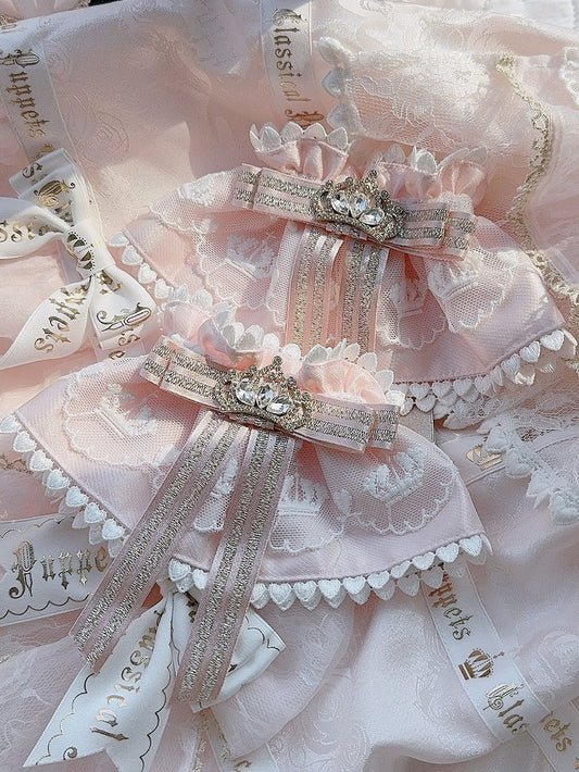 4 Color Options Rhinestone Crown Decorated Bowknot Wrist Cuffs