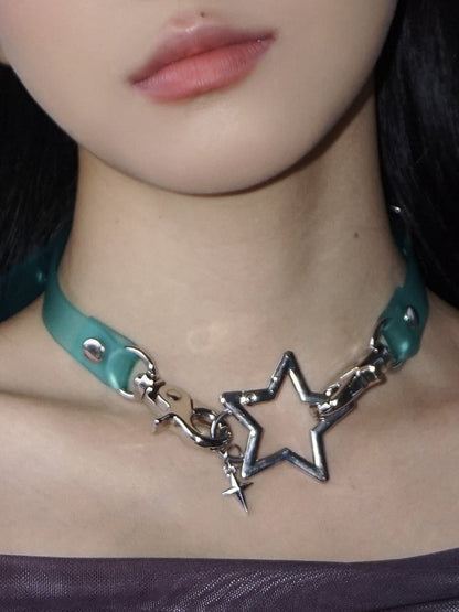 Green/Blue Punk Star Choker