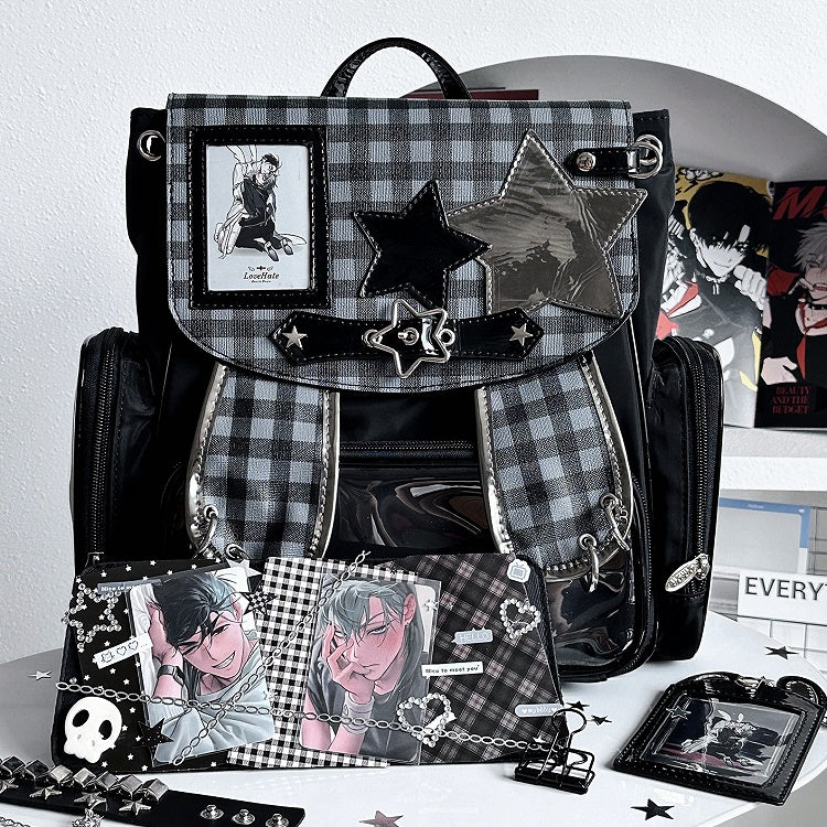 Black Detachable Bunny Ear Ita Backpack With Card Holder Charm