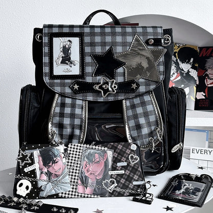 Black Detachable Bunny Ear Ita Backpack With Card Holder Charm