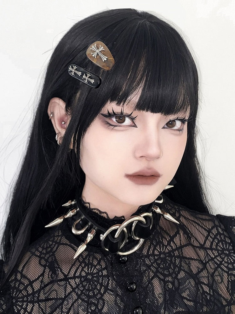 Brown/Dark Gray Punk Cross Hairclip