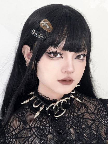 Brown/Dark Gray Punk Cross Hairclip