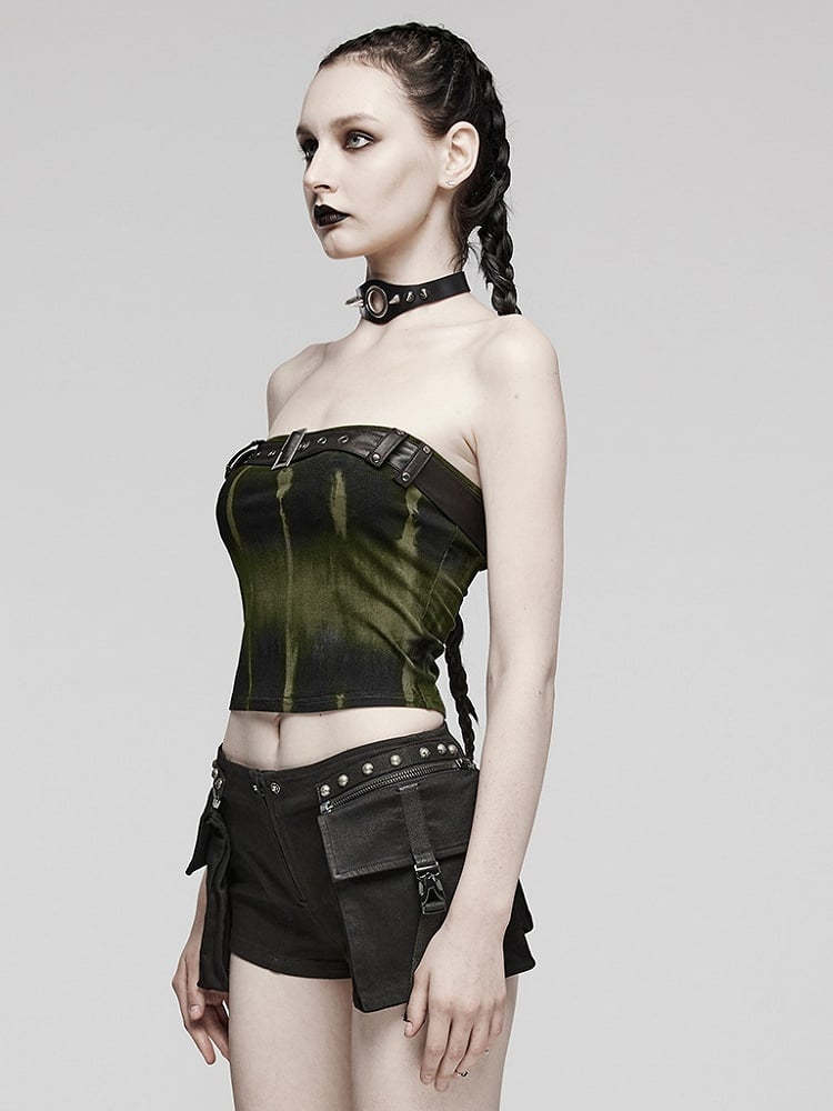 Black and Green Sexy Printed Tube Top