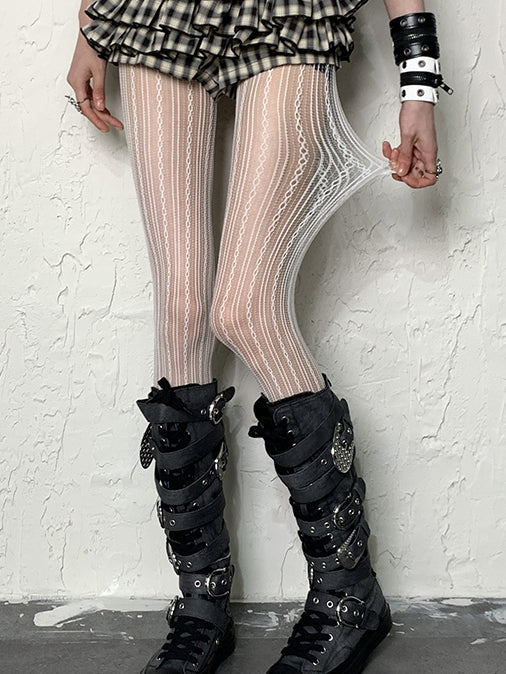 4 Options Hollow-out Striped Tights