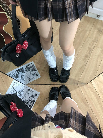 White JK Uniform Knitted Calf Socks 60CM/100CM Length