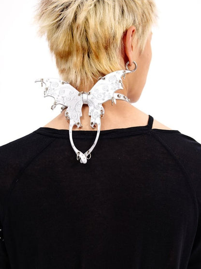 Punk Black/Silver Butterfly  PU Choker