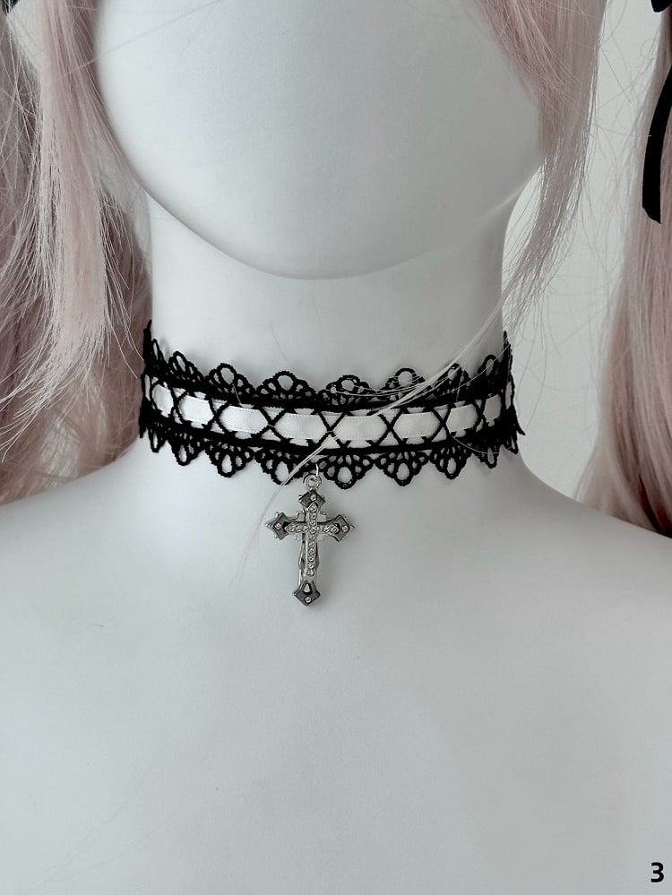 7 Colors Halloween Gothic Cross Pendant Nun Lolita Choker