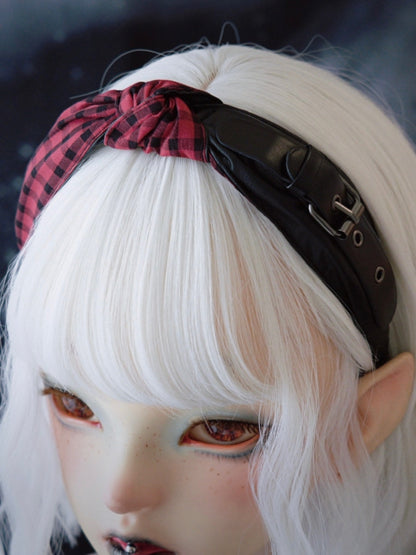 Black And Red Plaid Pattern Knot With Buckle Design KC