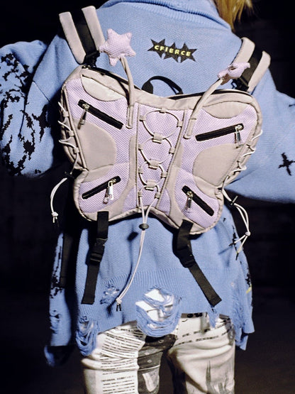 Gray/Pink Small Size Butterfly Backpack