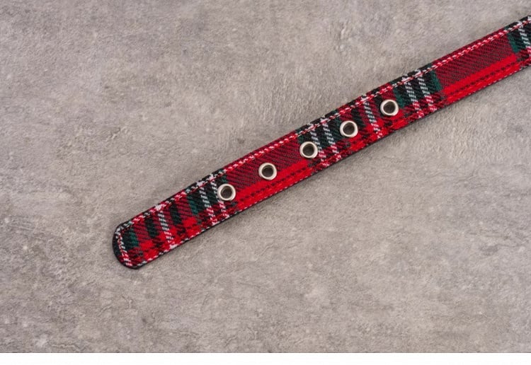 Gothic Red Plaid Studs Choker