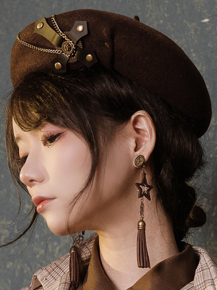 Chains Decorated Coffee Steampunk Beret
