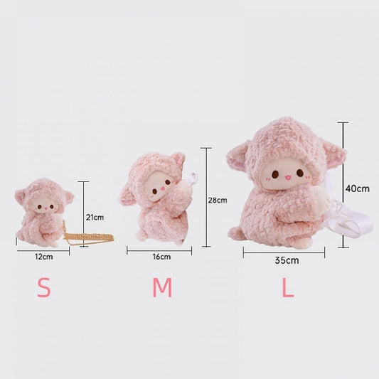 Pink Lamb Plush Backpack Crossbody Bag Small/Middle/Large Size