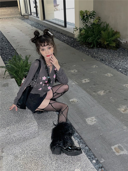 Black Y2K 20CM/30CM/40CM Shaggy Leg Warmers