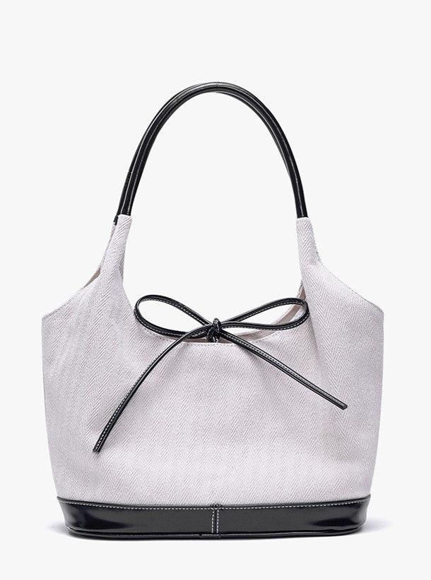 Chic Minimalist Large Capacity White Canvas Tote Bag