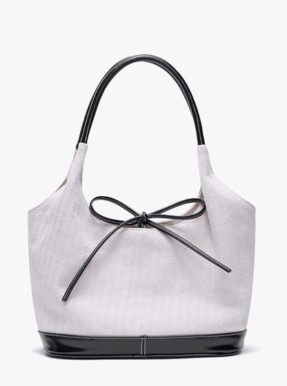 Chic Minimalist Large Capacity White Canvas Tote Bag