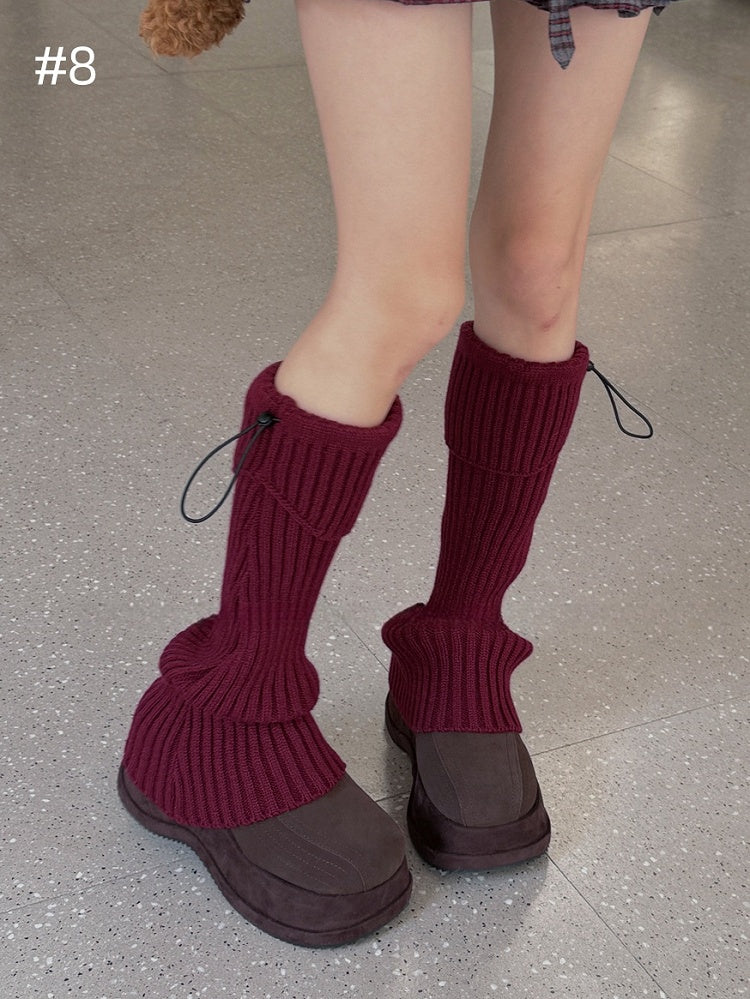 8 Options Drawstring Knitted Leg Warmers